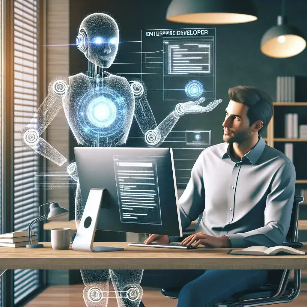 "AI Copilot integration in Visual Studio for Enterprise Developers, showcasing enhanced coding assistance and productivity tools for software development."